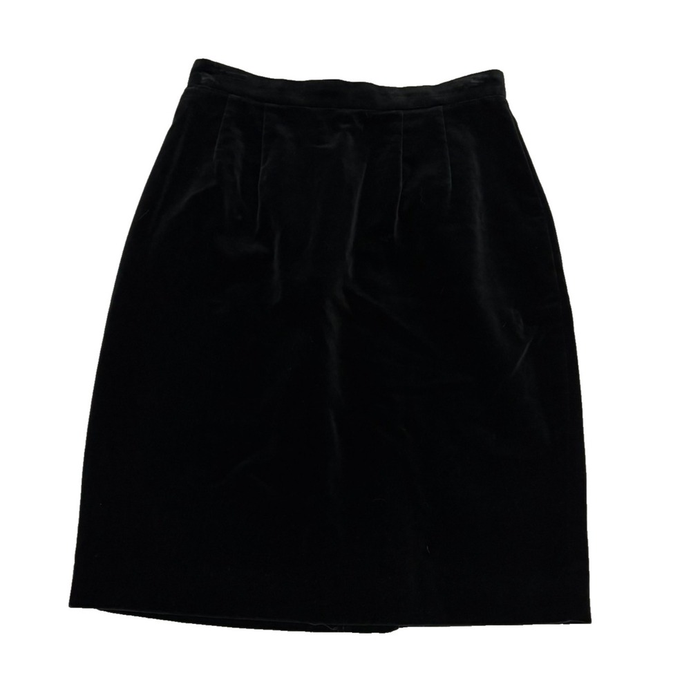 Vtg Womens Black Velvet Midi Pencil Skirt 6 Whimsigoth Grunge Old Money Capsule